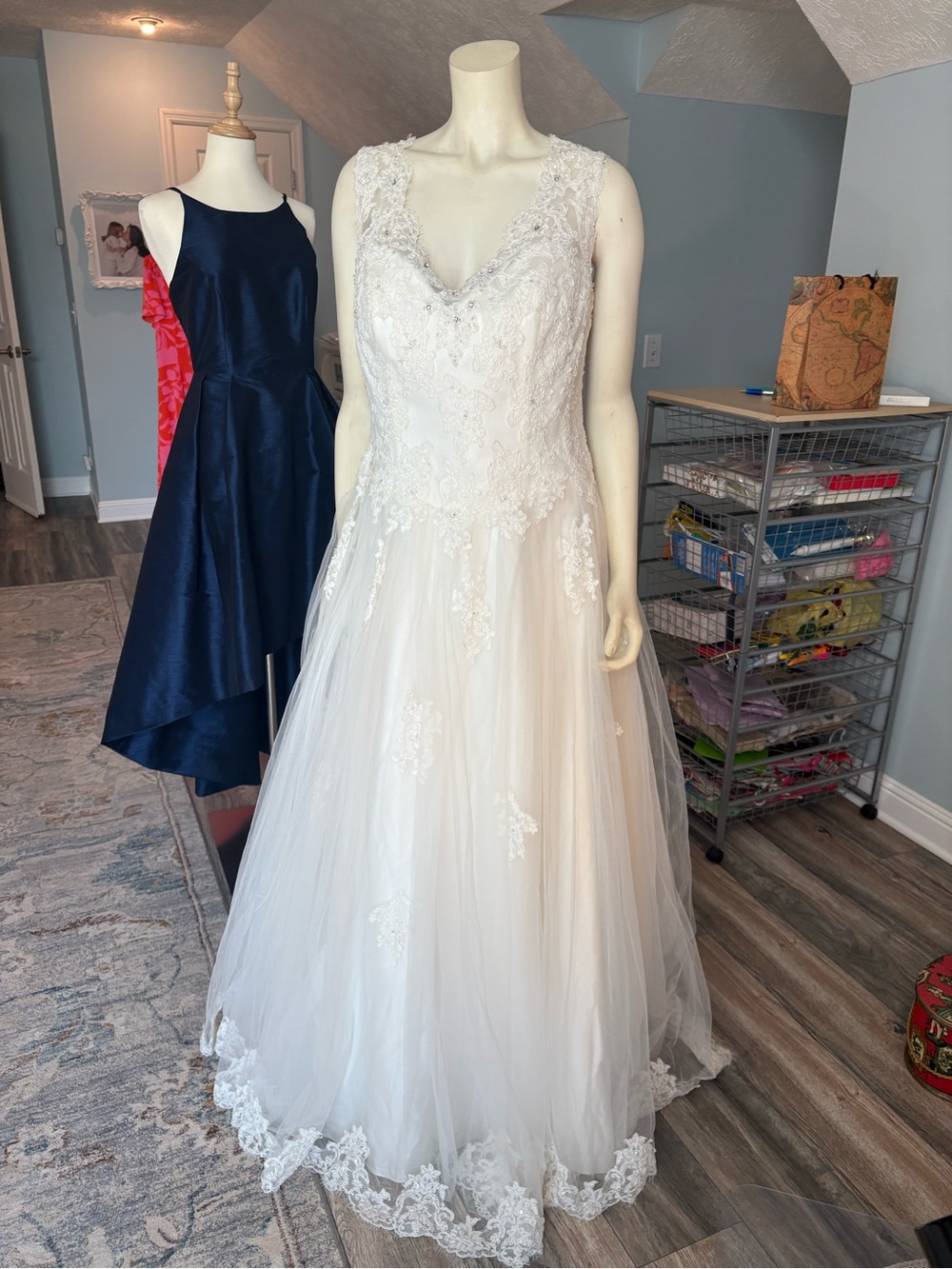 Cara Mia Lace Appliqué Bridal A-Line Dress in Ivory - Women's Wedding Gown 18W